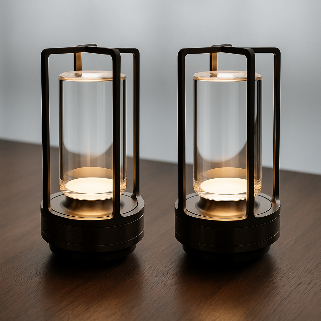 crystal lantern table lamp - black