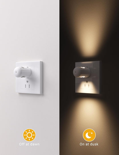Plug-In LED Night Lights - Warm 2700K with Auto Sensor